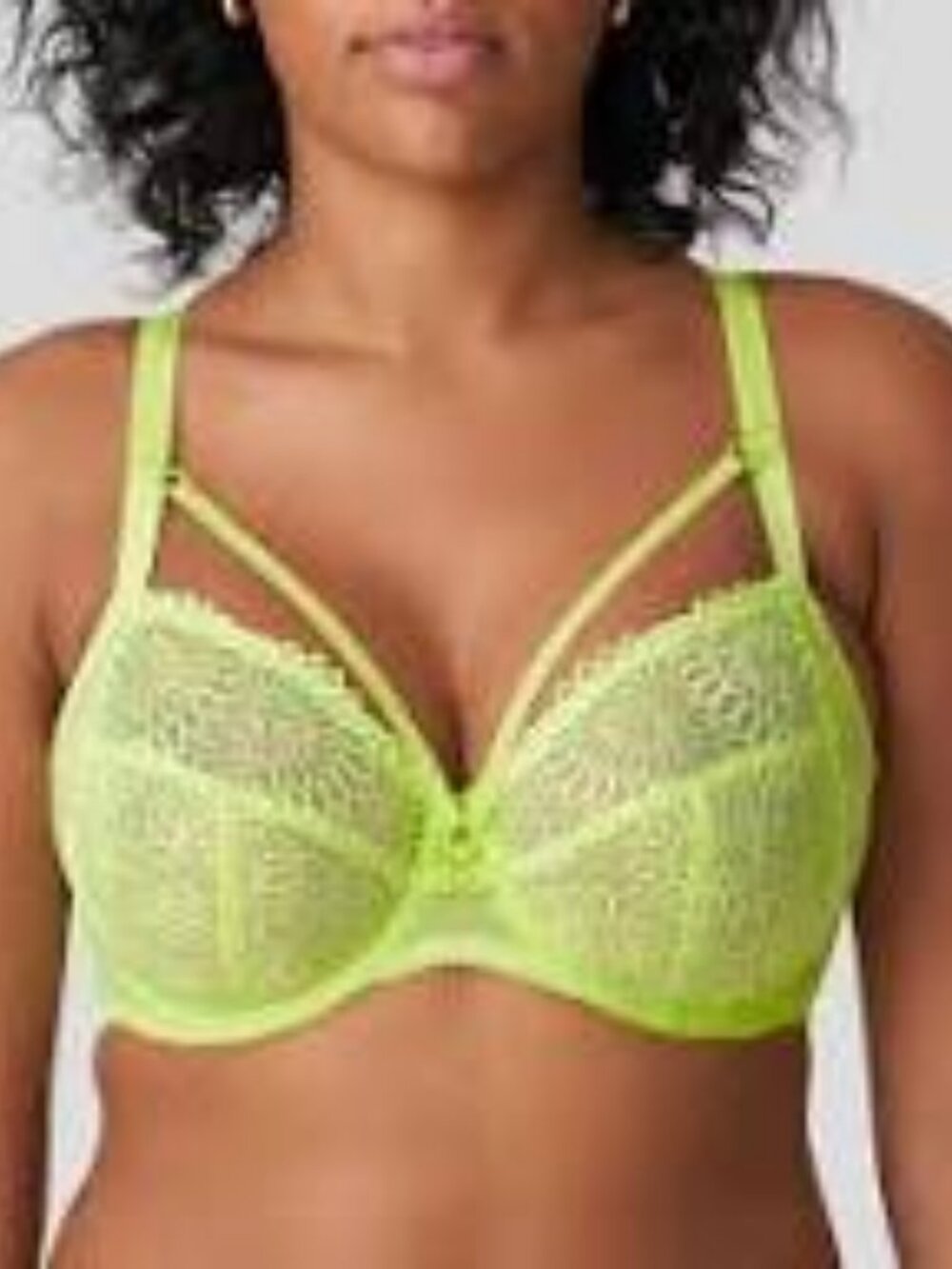 PrimaDonna Neon Lime Green Floral Lace Full Cup Underwire Bra 36H